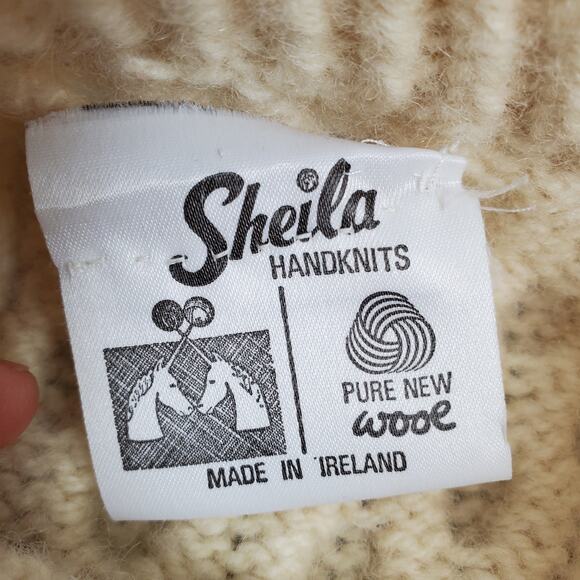 Sheila Handknits Irish Wool Cable Knit Sweater XL Chunky Fisherman Cottagecore - Picture 6 of 8